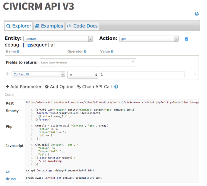 API Explorer CiviCRM Open Source