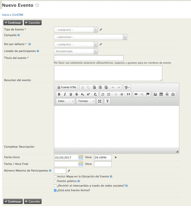 Parametrización de CiviCRM