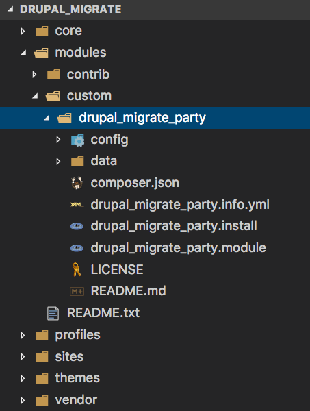 Estructura módulo de migración a Drupal 8