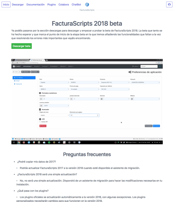 El nuevo FacturaScripts 2018